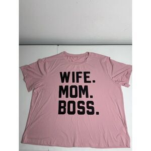 Shein Curve Wife Mom Boss T-shirt Pink Black Size 3XL